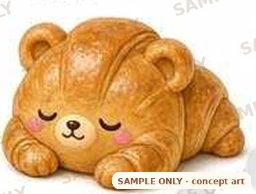 Croissant Cub concept art, a sleepy croissant bear cub (SAMPLE ONLY)