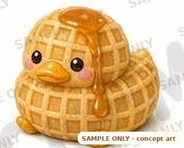 Waffle Duck concept art, a waffle duckling with syrup (SAMPLE ONLY)
